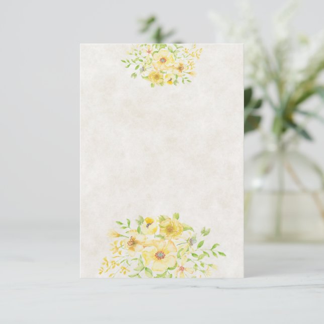 Convite Orçamento em branco casamento floral de aquarela a (Em pé/Frente)