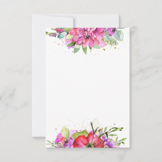Convite Orçamento em branco Casamento floral de aquarela r (Frente)