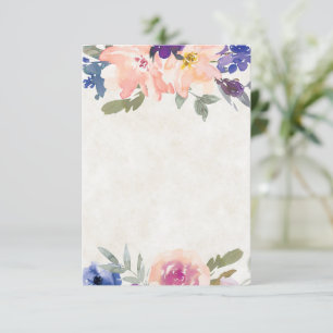 Convite Orçamento em branco casamento floral laranja e azu