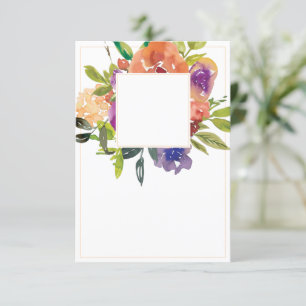 Convite Orçamento em branco casamento floral laranja e rox