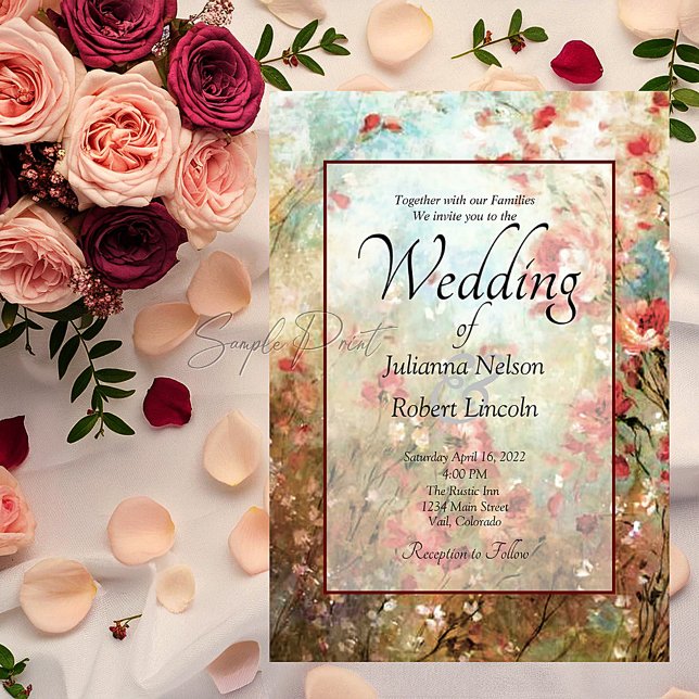 Convite Orçamento em branco casamento floral rosa  (Criador carregado)