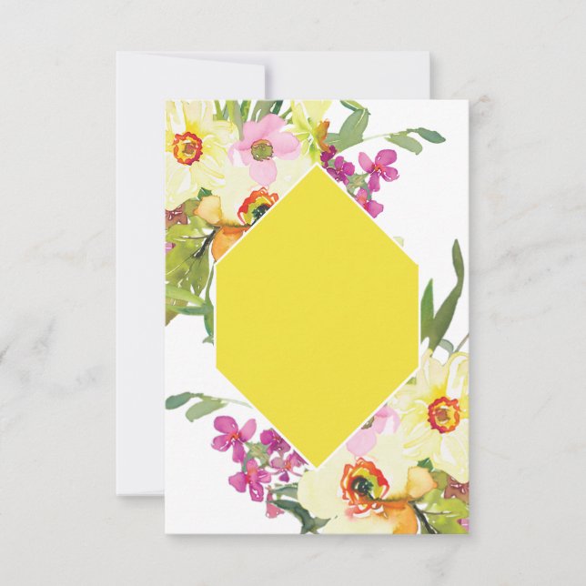 Convite Orçamento em branco Casamento floral rosa e amarel (Frente)