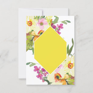 Convite Orçamento em branco Casamento floral rosa e amarel