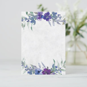 Convite Orçamento em branco casamento floral roxo e azul 