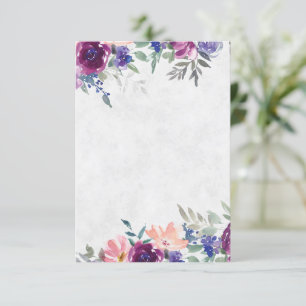 Convite Orçamento em branco Casamento floral roxo e laranj