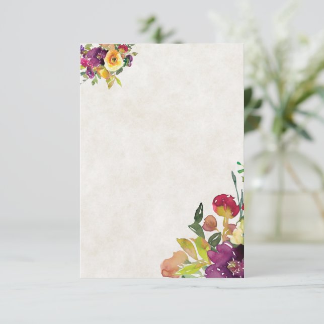 Convite Orçamento em branco casamentos florais de Borgonha (Em pé/Frente)