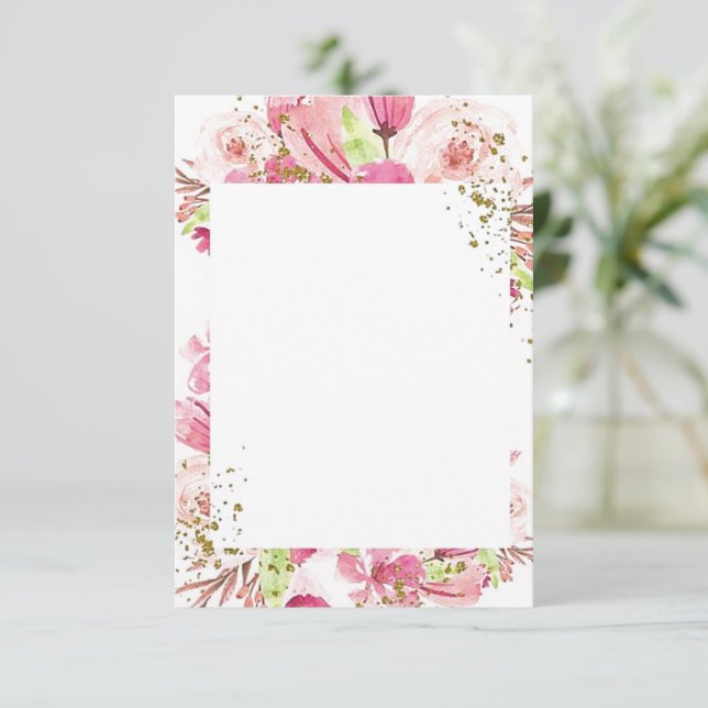 Convite Orçamento em branco Fantástico casamento floral ro (Em pé/Frente)