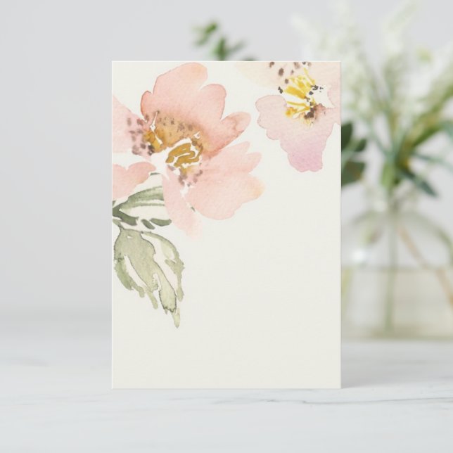 Convite Orçamento em branco floral de casamento em aquarel (Em pé/Frente)