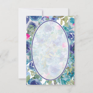 Convite Orçamento em branco Fundo floral azul casamento 