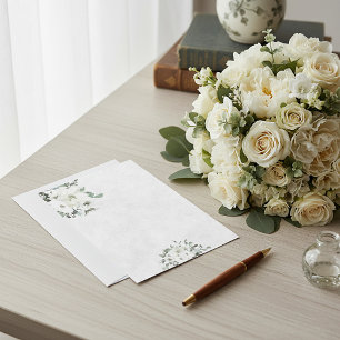 Convite Orçamento em branco Ivory floral casamento aquarel