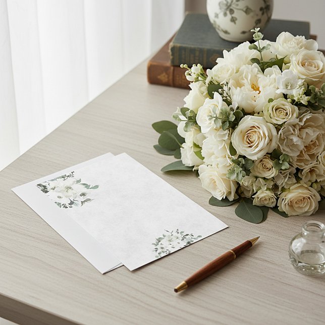 Convite Orçamento em branco Ivory floral casamento aquarel (Criador carregado)