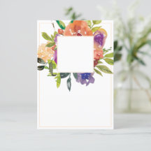 Orçamento em branco laranja e roxo floral casament