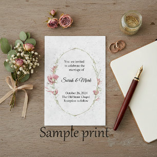 Convite Orçamento em branco papoulas rosa casamento 