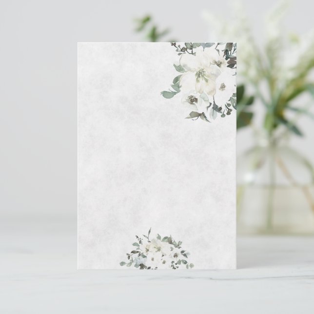 Convite Orçamento em branco para casamento floral aquarela (Em pé/Frente)
