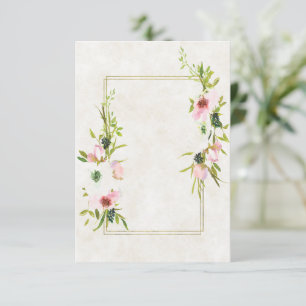 Convite Orçamento em branco Rosa e floral branco casamento