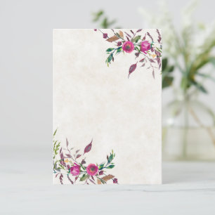 Convite Orçamento em branco Rosa floral solto casamento 