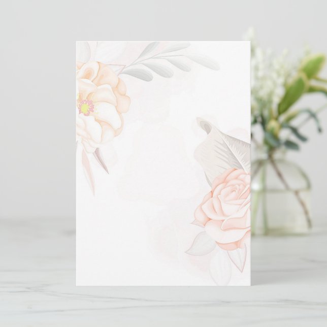 Convite Orçamento em branco Rosas cor de rosa rubor (Em pé/Frente)