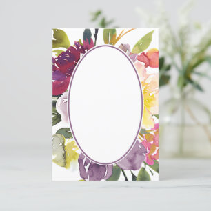 Convite Orçamento em branco Roxo e floral amarelo casament