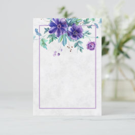 Convite Orçamento em Branco Roxo floral de aquarela casame