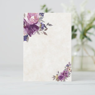 Convite Orçamento em branco Violeta floral aquarela casame