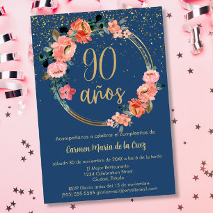 Convite Orçamento Espanhol Azul Elegante Festa de Aniversá