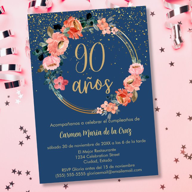 Convite Orçamento Espanhol Azul Elegante Festa de Aniversá (Criador carregado)