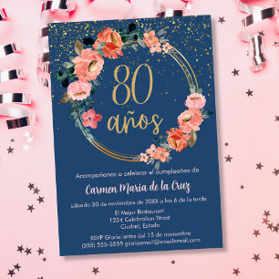 Convite Orçamento Espanhol Festa de Aniversário de 80 Anos