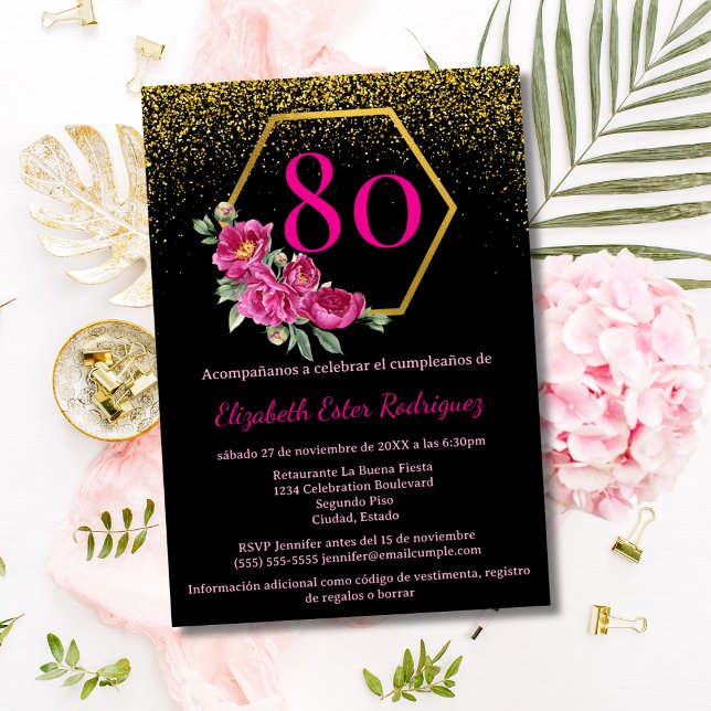 Convite Orçamento Espanhol Glam Preto Dourado Rosa Anivers (Criador carregado)
