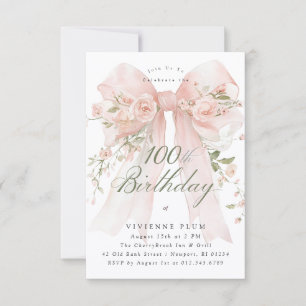 Convite ORÇAMENTO Festa de 100 Anos Elegante Floral Rosa