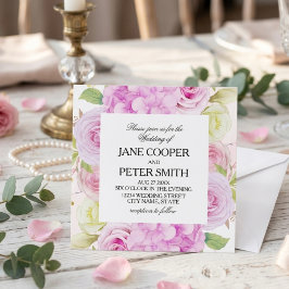 Convite orçamento floral de flores rosa e branco