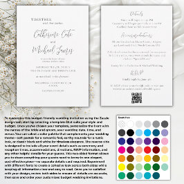 Convite Orçamento Floral Preto e Branco Casamento Elegante