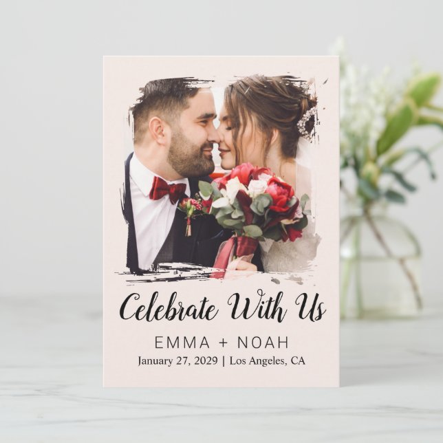 Convite Orçamento Foto Casamento Creme  (Em pé/Frente)