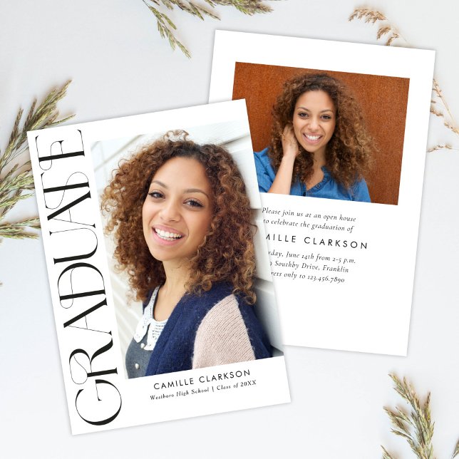 Convite Orçamento Moderno Vertical Dois Graduação de Foto (Criador carregado)