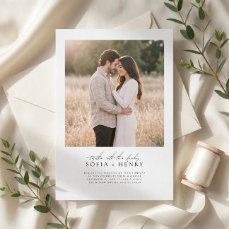Convite Orçamento Simples Casamento Foto Script Preto e Br