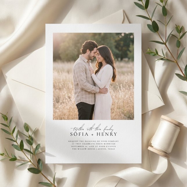 Convite Orçamento Simples Casamento Foto Script Preto e Br (Criador carregado)