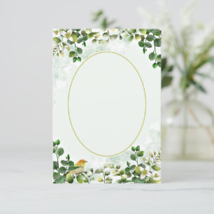 Convite Orçamento simples Eucalipto em verde e dourado par