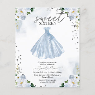 Convite Orçamento Sweet 16 Vestido Floral Azul