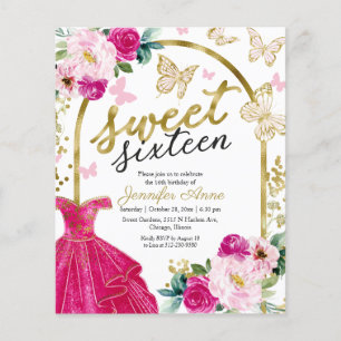 Convite Orçamento Sweet 16 Vestido Floral Borbolet