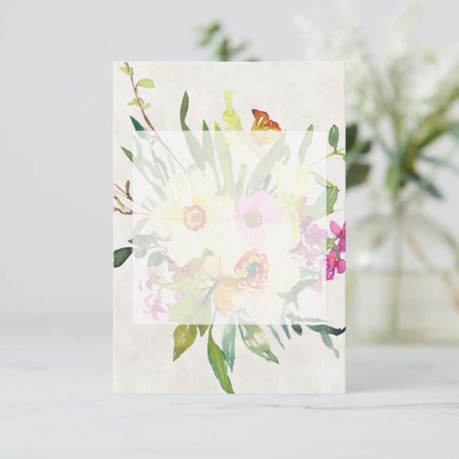 Convite Orçamento vazio Buquê de narcisos da primavera cas (Em pé/Frente)