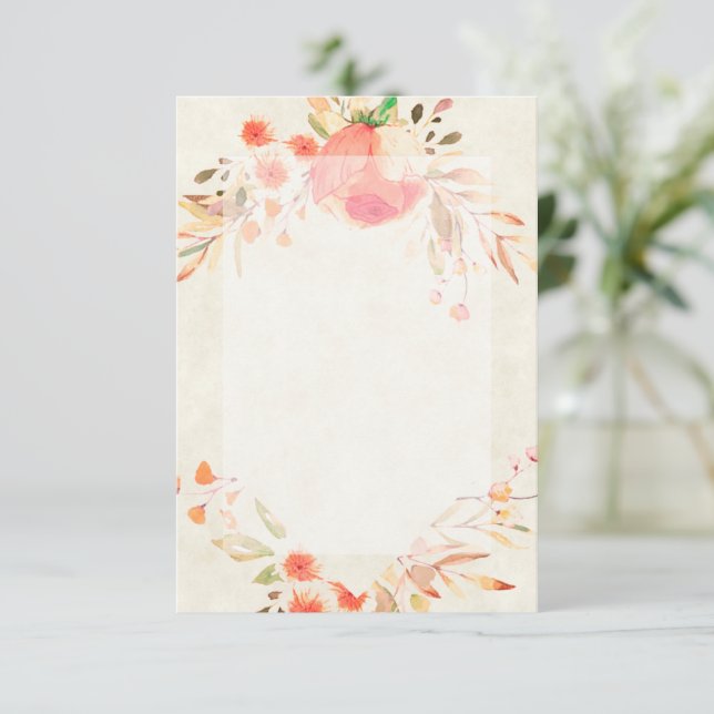 Convite Orçamento vazio floral laranja casamento  (Em pé/Frente)