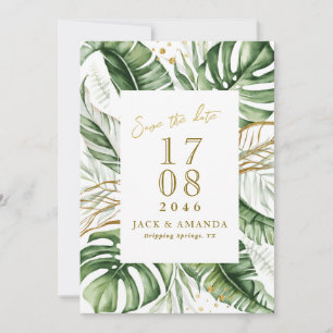 Convite Orçamento Verde Folha Boho Casamento Salve a data