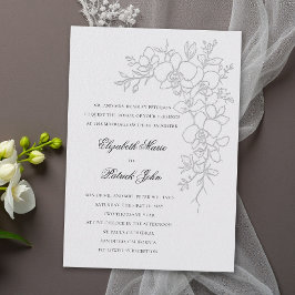 Convite Orchid Gleam Formal Traditional Ivory Wedding