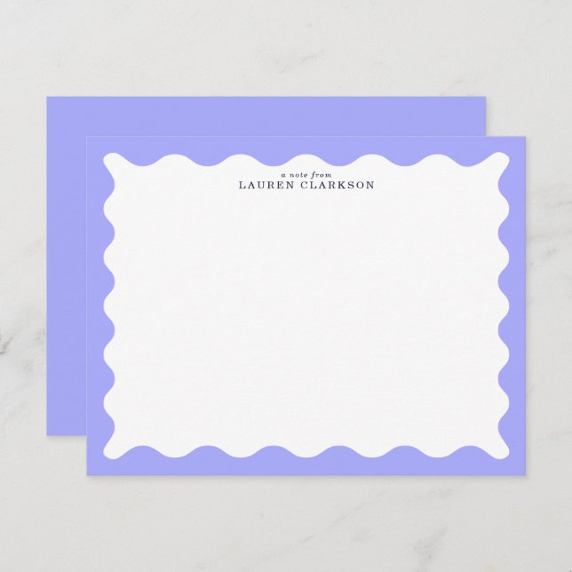 Convite Orchid Purple Wavy Frame Note Card (Frente/Verso)