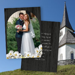 Convite Orchids Black Wood Wedding Thank You Cards