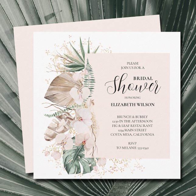 Convite Orchids Palms Boho Bridal Shower (Criador carregado)