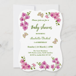 Convite Orchids Tropical Butterfly Chá de fraldas