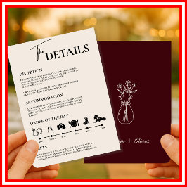 Convite Ordem de Eventos de Casamento Formal Borgonha e Ma