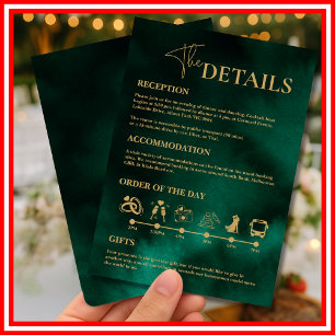 Convite Ordem de Eventos do Casamento em Esmeralda Verde e