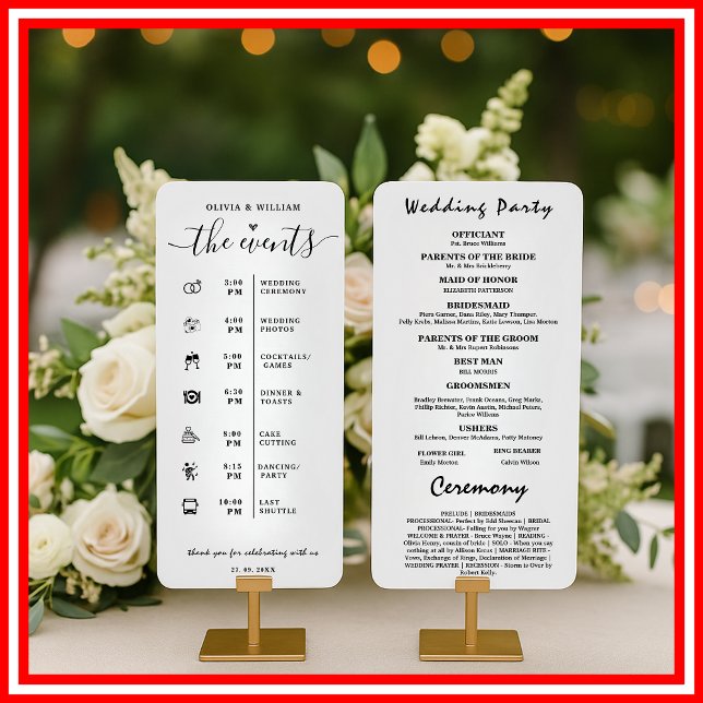 Convite Ordem de Eventos Programa de Casamento Elegante (Criador carregado)
