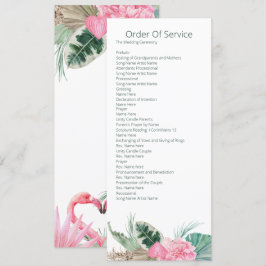 Convite Ordem de Serviço Casamento Flamingo Rosa Tropical